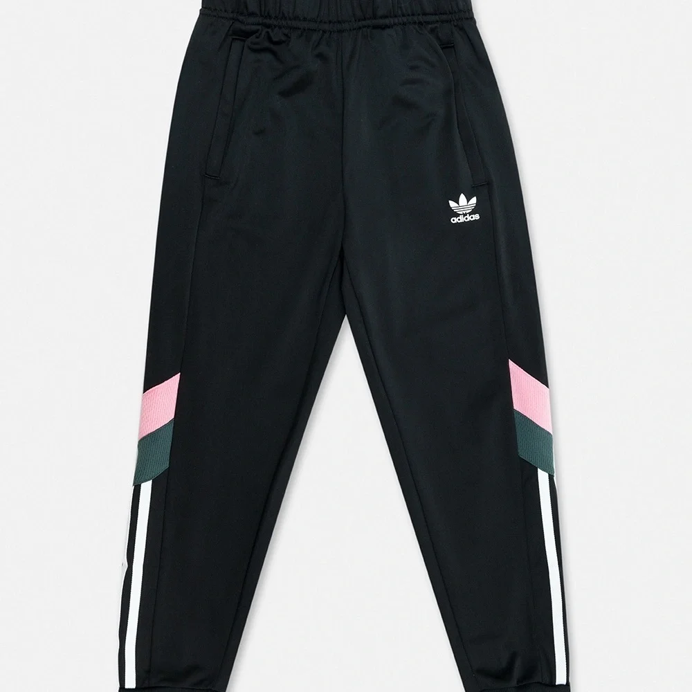 Adidas Kids Black Joggers with Pink and Green Accents - Picture 3 of 16
